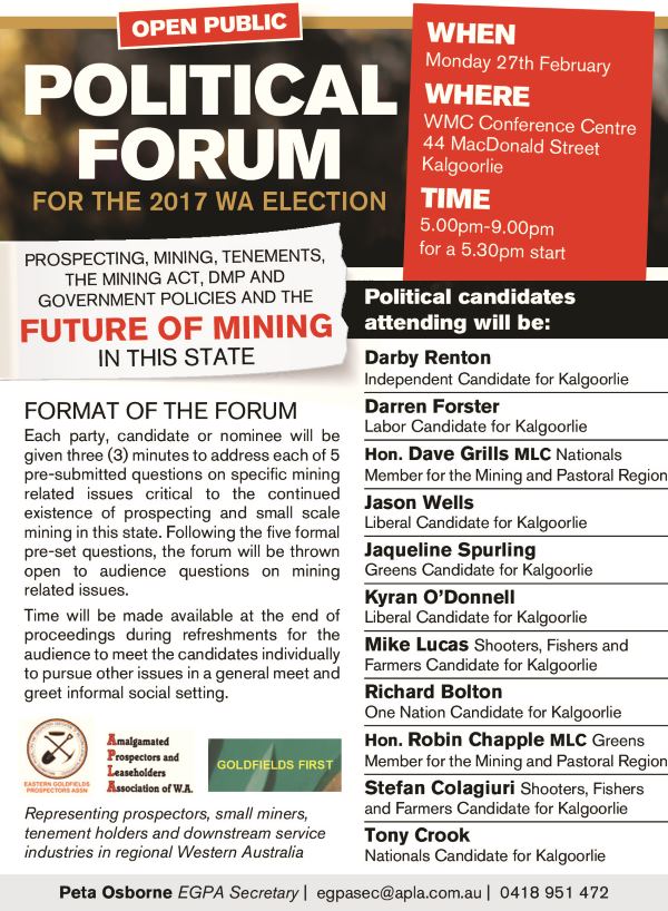 Political Forum Mining Prospecting 2017 State Election
